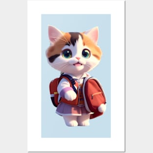 Kitten's first day of school Posters and Art